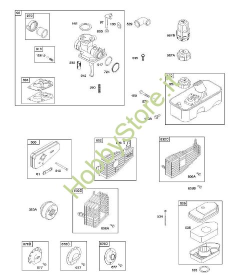 A - Depuratore aria, carburatore, sistema di scarico, alimentazione carburante B&S - 09 €¦ 09T502-2236-B1 brand Stihl
